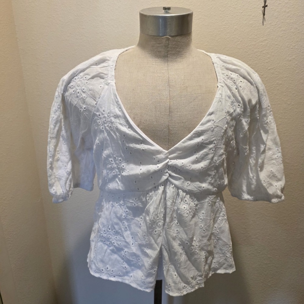 Sofia Jeans by Sofia Vergara White Eyelet Baby Doll Top Blouse Plus Size XXL...